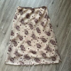 Vintage Brown Paisley Midi Skirt - Medium